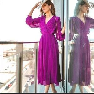 Zara Women Pleated Dress Purple